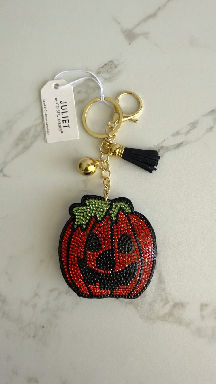 Juliet Crystal Avenue Rhinestone Jack o lantern Keychain Charm NWT